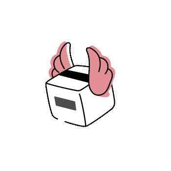A white box with a black stripe and a label is illustrated with pink cartoon wings, giving the appearance that the box is flying.